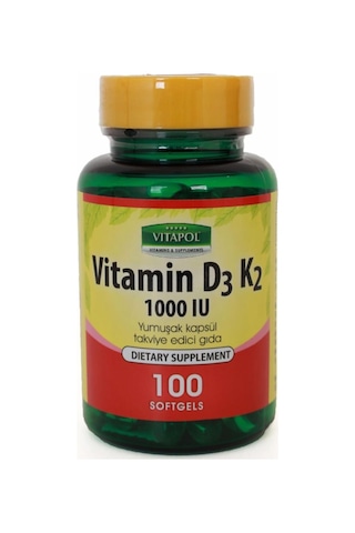 Vitapol Vitamin D3 Vitamin K2 100 Softgel D Vitamini K Vitamini S
