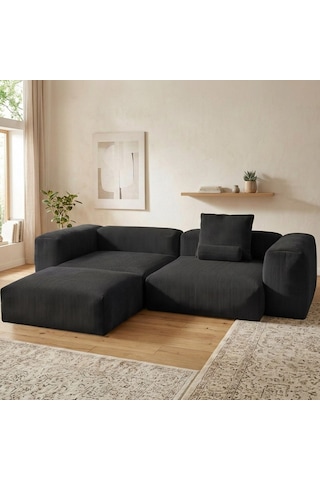 Relax Köşe Koltuk Takımı Sünger Koltuk Kanepe Divan Siyah