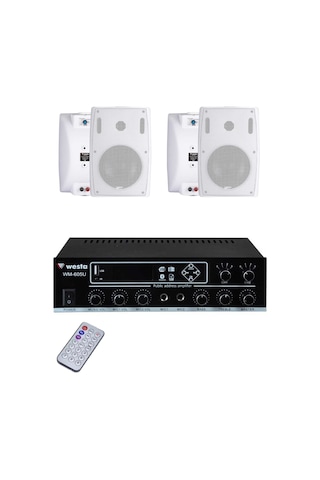 Westa Ws-2wh Ses Sistemi Paketi Amfi + 2 Duvar Hoparlör Anons & Müzik Yayını - 8697043464123