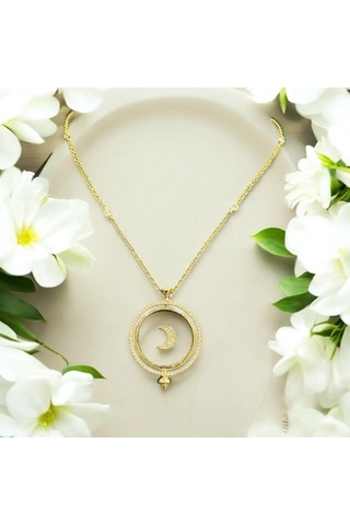 Masaliko Ay Gümüş Kolye Ms3244, 925 Ayar Kadın Gümüş Kolye, Altın