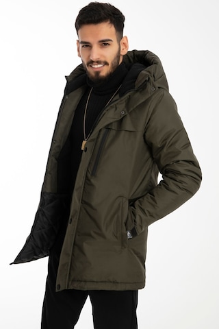 Erkek Haki Içi Polarlı Su Ve Rüzgar Geçirmez Kapüşonlu Kışlık Mont & Kaban Haki