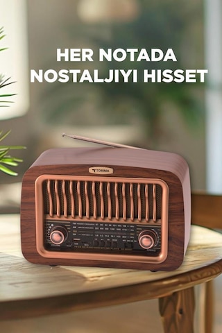 Torima D-59 Ahşap Nostalji Radyo Kablosuz Bluetooth Hoparlör