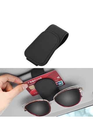 Microcase Universal Suni Deri Oto Güneş Gözlük Tutucu Askılık Mıknatıslı - Al5240 Siyah