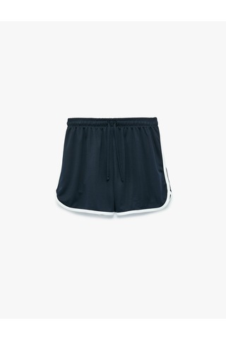 Koton Beli Bağcıklı Rahat Kalıp Biyeli Spor Mini Şort Lacivert 6sak40436nk