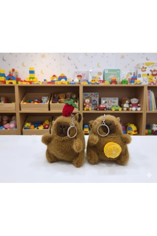 Capybara Anahtarlık Peluş Oyuncak Çanta Süsü Charm Kapibara Karışık Sulfat Meyve