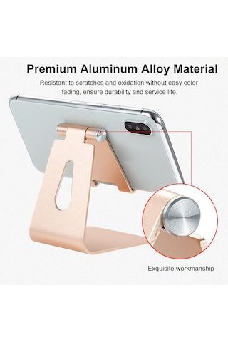 Mufunye Alüminyum Foldable Telefon Tablet Stand - 270 Döner, Taşınabilir, Sabit Tutucu, Masa/yatak Odası Kullanıma Uygun, Siyah