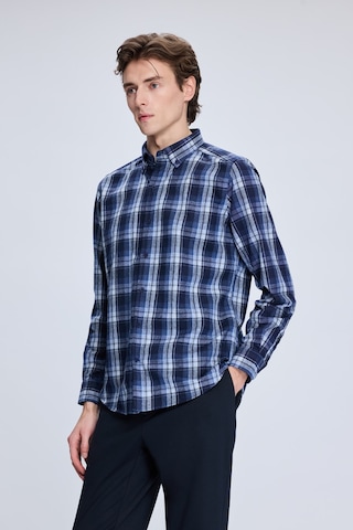 Hatemoğlu Lacivert Slim Fit Kareli Düğmeli Yaka Uzun Kollu Pamuklu Gömlek 19151010014a 784 1964075 Lacivert