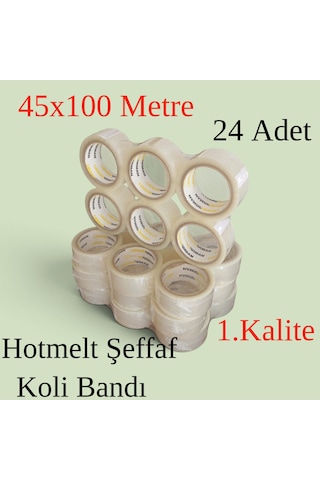 24 Adet - Liebherrman - 45x100 Metre Hotmelt 1. Kalite Şeffaf Koli Bandı -aynı Gün Kargo