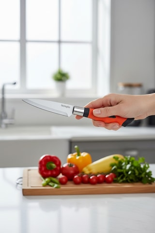 Chefline 5 Parça Turuncu Mutfak Bıçak Seti + 6lı Meyve Bıçağı Hediyeli Paslanmaz Çelik Turuncu