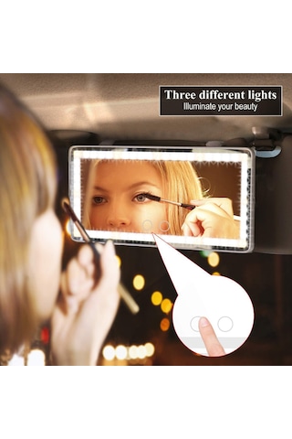 Moveevo Araba Güneşlikli Makyaj Aynası - Tüm Arabalar İçin Şarj Edilebilir Led Işıklı Makyaj Aynası - Evrensel Araba Güneşlikli