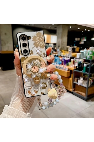 Turcoshop11 Ruhua Samsung Z Fold 6 Manyetik Kılıf Ayaklı Bileklik Koruma Galaxy Z Fold 5 3 5g