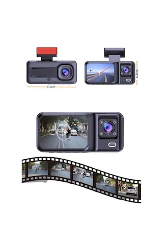H98 Full Hd 1080p Wi-fi Full Hd 3 Kameralı Araç Içi Kamera Araba Güvenlik Kamerası Gece Görüşü Ön Geri İç Kayıt Ir Led