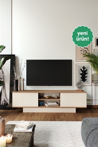Verona Modern 2 Kapaklı Raflı Tv Ünitesi Tv Sehpası 180 Cm Ceviz-aytaşı