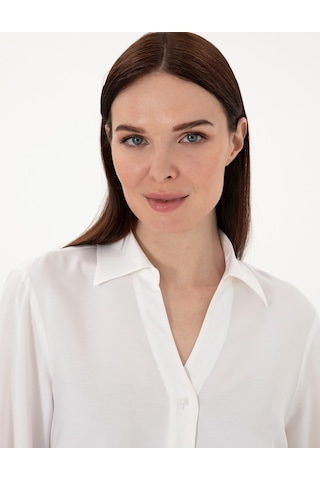 Pierre Cardin Kadın Beyaz Gömlek Desenli 50311566-vr013 Beyaz