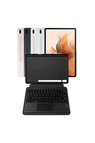 Fuchsia Galaxy Tab S10 Fe Plus İle Uyumlu Savvy Keyboard Bluetooh Bağlantılı Standlı Klavyeli Tablet Kılıfı Klavyeli Kılıf