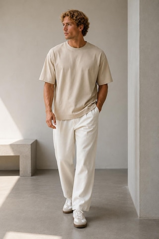 Alexandergardi Oversize Bisiklet Yaka T-shirt Bej