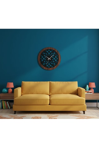 Nexus Modern Ahşap Duvar Saati Dekorasyon 45 Cm Ceviz - Siyah Renk Siyah Ceviz