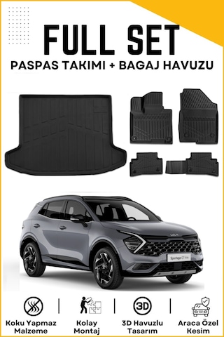 Kia Sportage 2025 Model Birebir Uyumlu Bagaj Havuzu+paspas Seti