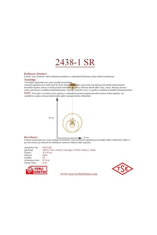 Eray Aydınlatma 2438-1 Sarı Led Avize