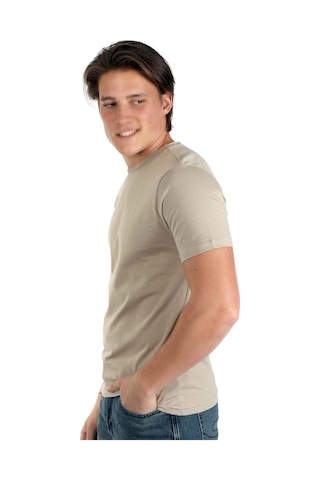 Lee Cooper Gael Erkek O Yaka T-Shirt Bej-17681-Bej