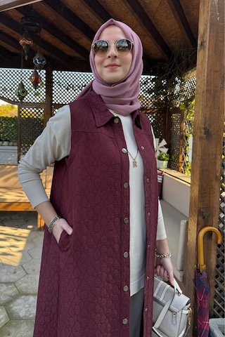 Rabia Şamlı Safir Kapitone Yelek Bordo Çok Renkli
