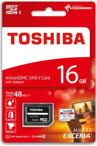 Toshiba Exceria M301-EA 16 GB MicroSDHC Class 10 UHS-I Hafıza Kartı + Adaptör