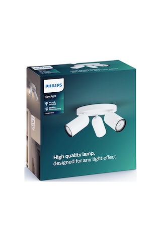 Philips myLiving Pongee Tavan/Duvar 3'lü Beyaz Spot Lamba GU10 Duy (Ampul birlikte verilmez)
