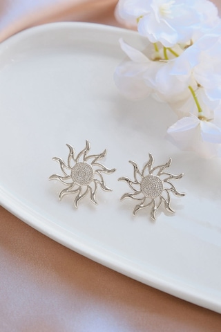 Silver Döngü Güneş Küpe Renkli