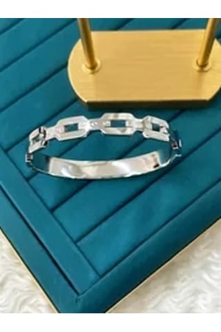 Çelik Silver Bileklik Modern Geometrik Bağlantılı Çok Renkli