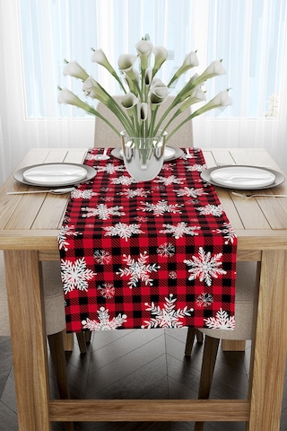 Kırmızı Siyah Yılbaşı Temalı Dijital Baskılı Runner Cgh302-Rn