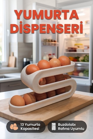 Yumurta Dispenseri Buzdolabı İçi Yumurtalık Organizer 13 Yumurta Kapasiteli Düzenleyici Beyaz