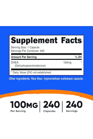 Nutricost Dhea 100mg 240 Caps - Men & Women's Fertility