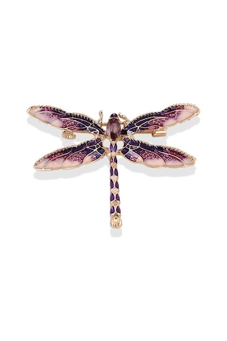 Sones Retro Yağ Damlayan Emaye Yusufçuk Broşu Mor