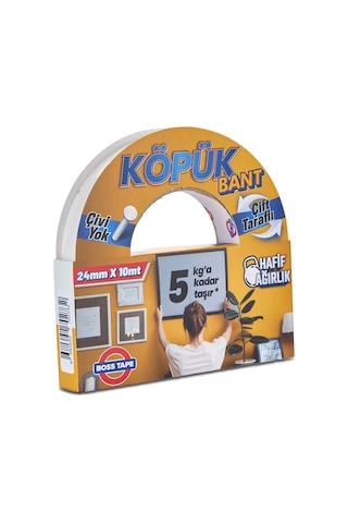 Boss Tape 2732 Çift Taraflı Köpük Bant 24mmx10m Hafif Ağırlık 5kg