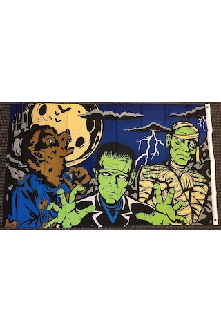 Lexroo Monster Fright Night - Cadılar Bayramı 3x5' Polyester Bayrak Diğer