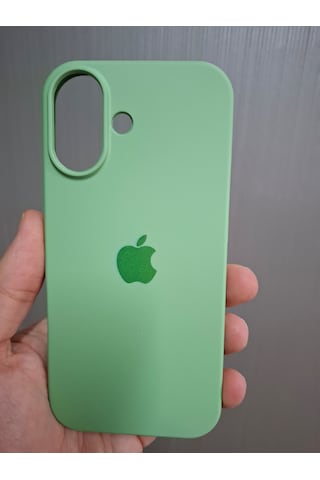 Apple Uyumlu iPhone 17 Logolu İçi Kadife Silikon Lansman Kılıf Açık Yeşil