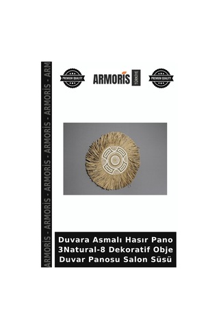 Duvara Asmalı Hasır Pano 3natural-8 Dekoratif Obje Duvar Panosu Salon Süsü Çok Renkli