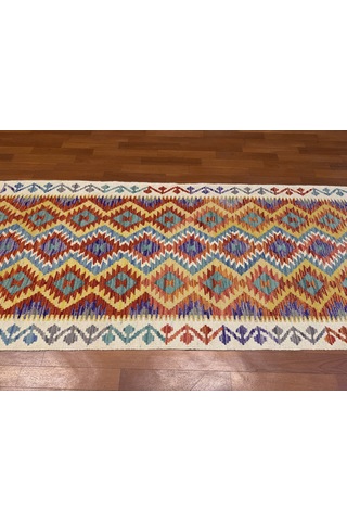 Afgan El Dokuma Yolluk Kilim 100% Yün Kök Boya Çok Renkli