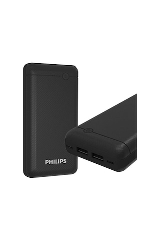Philips Dlp1720 Cb 20.000 Mah 2xusb Port Çıkış Type-c Micro-usb Powerbank Hızlı Şarj Slim Siyah