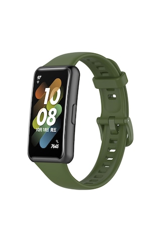 Huawei Band 7 Uyumlu Silikon Kordon Kayış Haki