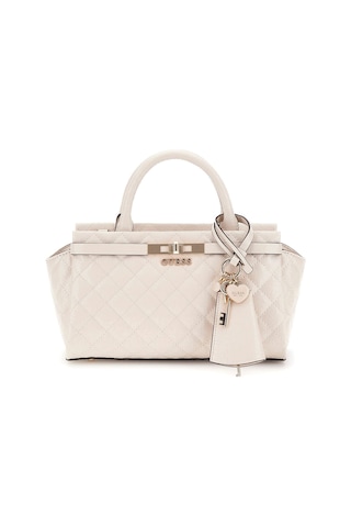 Kadın Kilit Aksesuarlı Kapitone Monogram Desenli El Çantası - Krem Krem