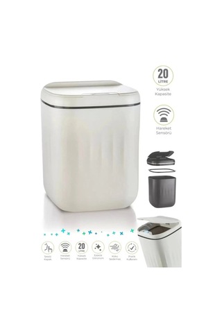 Akıllı Çöp Kovası Büyük Boy 20 Litre Uv Işık Sensörlü Sessiz Çok Renkli