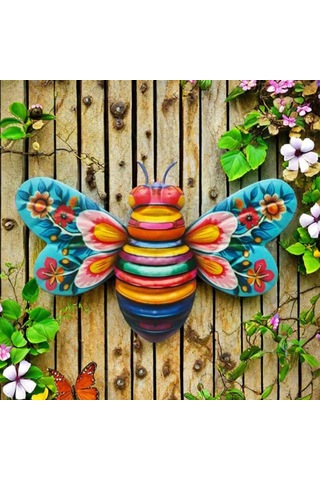 Duvar Asma Art Bee 3d Heykel Bees Duvar Sanatı Oturma Odası Bahçe Yatak Odası İçin Dış Mekan Dekorasyon Yellow And Blue