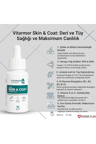 Vitarmor Skin & Coat Damla Kedi Tüy Ve Deri Sağlığı İçin Bilimsel Formül