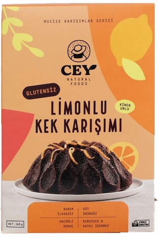 Cey Natural Foods Kinoa Unlu Limonlu Kek Karışımı 265 G Cey Natural Foods Kinoa Unlu Limonlu Kek Karışımı 265 G