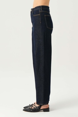 Ariana Koyu Mavi Yüksek Bel Patı Fermuarlı Mom Jean Pantolon C 4525-181 Koyu Mavi