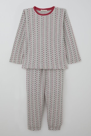 Breeze Kız Çocuk Pijama Takımı Renkli Puantiye Desenli 4-8 Yaş, Açık Gri Melanj Açık Gri Melanj