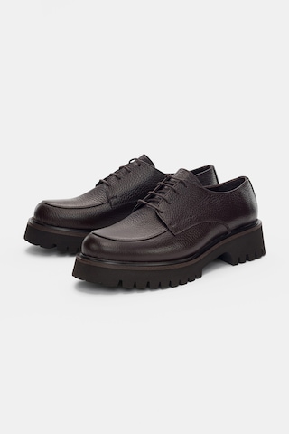 Calder Hakiki Deri Bağcıklı Kadın Loafer- Kahverengi