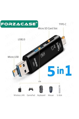 Forzacase FC983 5in1 Usb Micro Sd/ Tf Usb 3.0 Type-c Micro Usb Kart Okuyucu