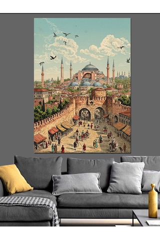 Kalabalık Ayasofya Camii İstanbul Dekoratif Kanvas - Mdf Ahşap Tablo
